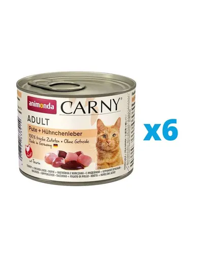ANIMONDA Carny Adult Hrana umeda pentru pisica, cu curcan si ficat de pui 6 x 200 g