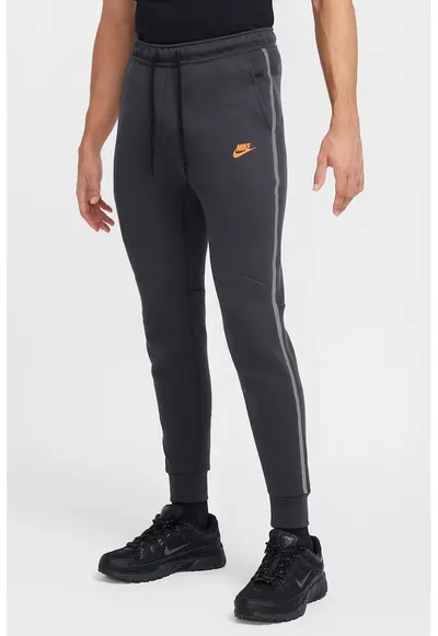 Pantaloni de trening din amestec de bumbac cu detalii fosforescente - Portocaliu/Gri antracit