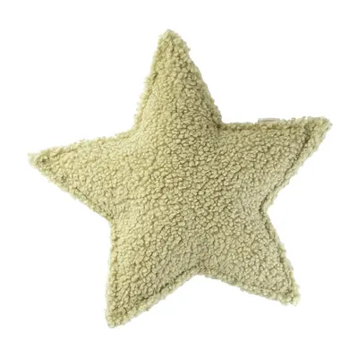 Pernă decorativă pentru copii verde cu tapițerie din țesătură bouclé Star – Wigiwama