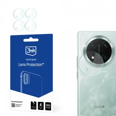 Folie de protectie Camera Spate 3MK Protection pentru Honor Magic7 Lite, Sticla Flexibila, Set 4 bucati, Transparenta
