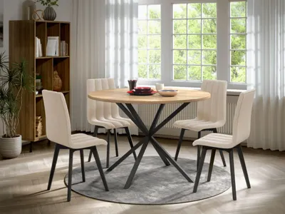 Set Masa Rotunda Spira + 4 Scaune Karma Crem