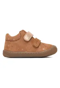 Pantofi fete - piele naturala - velcro - maro
