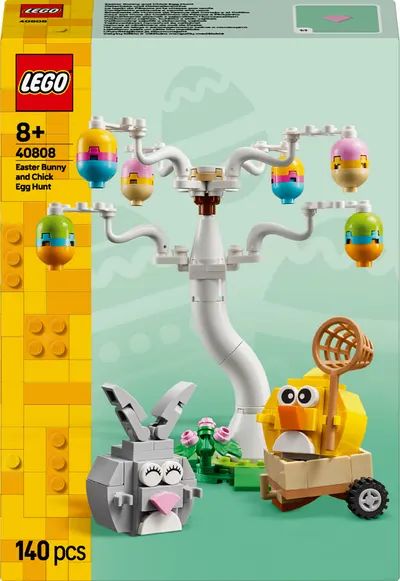 Constructor LEGO Iconic - La vânătoare de ouă cu Iepurașul de Paște și puiul (40808)