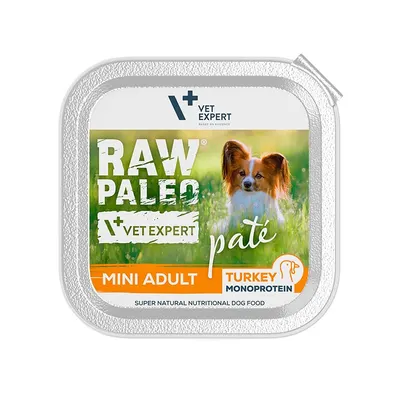 Hrana umeda pentru caini, adult, RAW PALEO PATE, curcan, Set 6 X 150 g