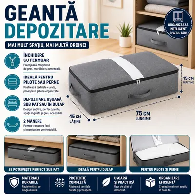 Geanta de depozitare si organizare pentru perne, pilote, haine