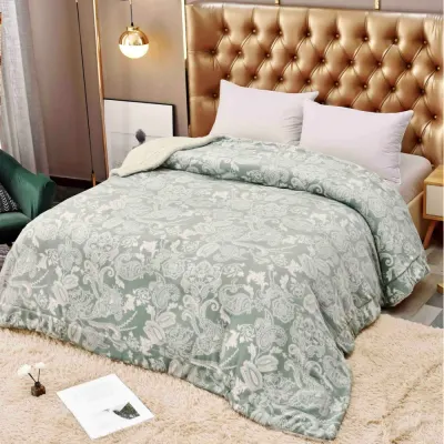 Patura CoCoLiNo cu blanita, 200x230cm, Jojo Home, Verde, model floral