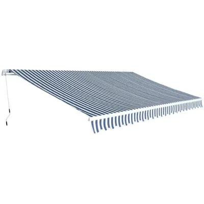 Gossi copertina pliabila, actionata manual, albastru/alb, 500 cm