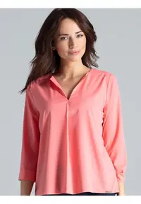 Bluza dama - roz - maneci lungi - decolteu in V - poliester