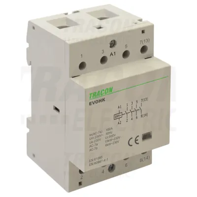 Contactor modular deinstalatii EVOHK4-40 230V, 50Hz, 3 Mod, 4×NO, AC1/AC7a, 40A