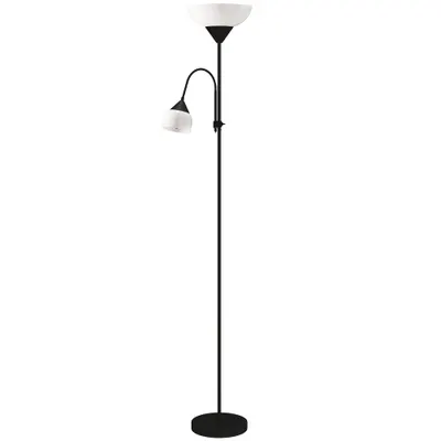 HOMCOM Uplighter, Lampă mamă-copil de podea, lampă înaltă cu 3 temperaturi de culoare și gât de lebădă flexibil, Negru | Aosom Romania