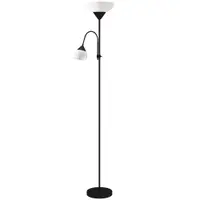 HOMCOM Uplighter, Lampă mamă-copil de podea, lampă înaltă cu 3 temperaturi de culoare și gât de lebădă flexibil, Negru | Aosom Romania