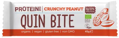 Baton proteic bio, arahide crocante, 45 g, Quin Bite