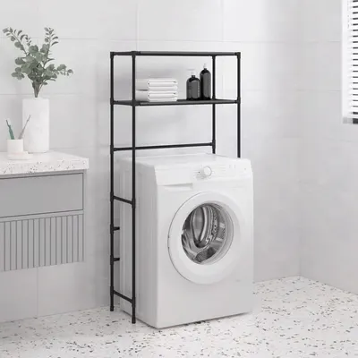 Gossi suport depozitare 2 niveluri masina spalat negru 69x28x143cm