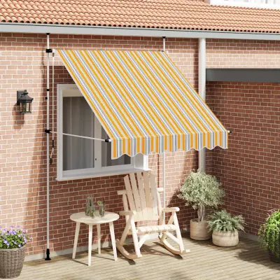 vidaXL Copertină retractabilă manual, dungi galben și albastru, 200 cm