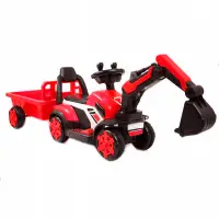 Mini excavator electric Kinderauto BJXZ219B 35W 6V,cu incarcator electric si remorca, rosu