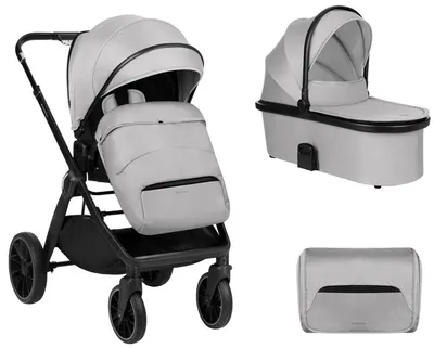 Cărucior combinat pentru bebeluși 2 în 1 KikkaBoo - Tiffany, Light Grey