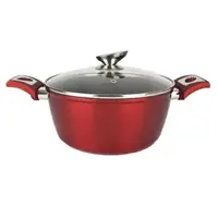 Cratita Pereti Grosi Aluminiu Antiaderent, Inductie, Capac Sticla, Perfect Home, Red Line, 30 cm, 7.2 l