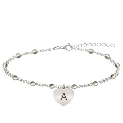 Filiz - Bratara personalizata tip salba pentru picior cu inimioara din argint 925