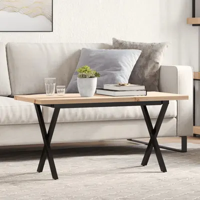 vidaXL Masă de cafea, cadru X, 100x50x45,5 cm, lemn masiv pin și Oţel