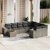Gossi set mobilier de gradina cu perne, 10 piese, gri, poliratan