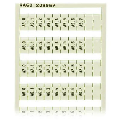 WSB marking card; as card; MARKED; A0.0, A0.1, ..., A9.6, A9.7 (1 each); not stretchable; Vertical marking; snap-on type; white