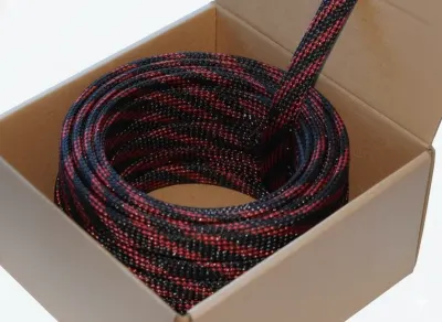Four Connect 4-NS100M-BR6, Tresa Nylon Protectie Cablu Neagra-Rosie, 6/12 mm, Rola 100 m