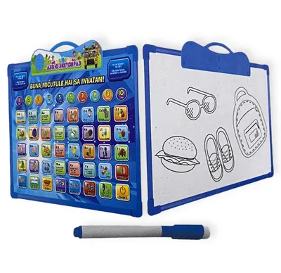 Tableta pentru copii Engros in limba romana 35 cm, cu tabla de scris si carioca inclusa si cantece