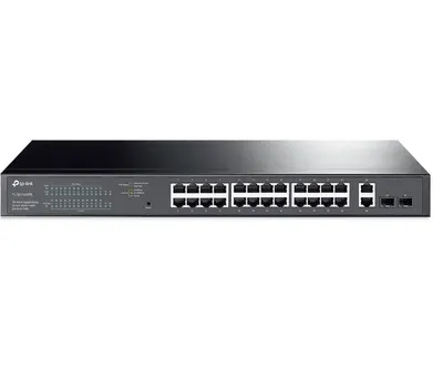 "28-Port Gigabit Easy Smart Switch with 24-Port PoE+ PORT: 24× Gigabit PoE+ Ports, 2× Gigabit Non-PoE Ports, 2× Gigabit SFP Slo