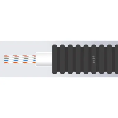 Tub flexibil precablat 16mm UTP CAT5E 100m – cablu solid LSZH