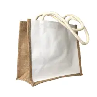 Sacoșă textil cu interior rezistent la apă 41x33x18cm - alb-maro - Default Title