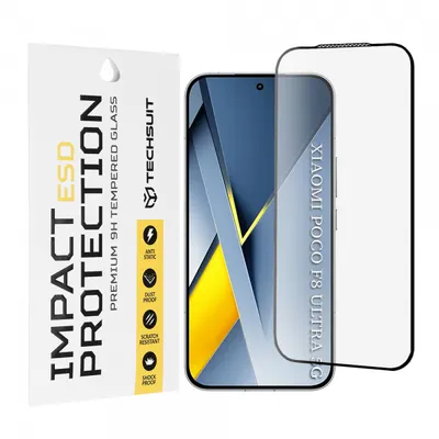 Folie de protectie Ecran Techsuit pentru Xiaomi Poco F8 Ultra, Sticla Securizata, Full Glue, Neagra