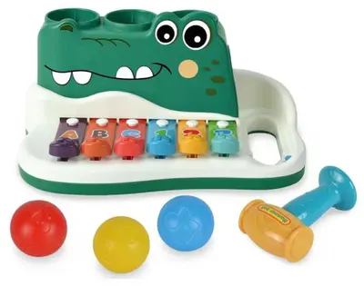 Xilofon pentru bebeluși cu bile Junca - Crocodil