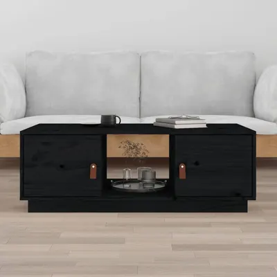vidaXL Măsuță de cafea, negru, 100x50x35 cm, lemn masiv de pin