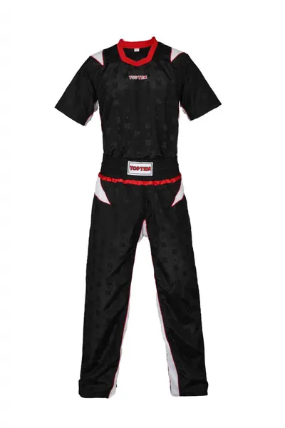 Uniforma Kickboxing "TTM", aprobat WAKO, Top Ten, Negru-Alb, 130 cm