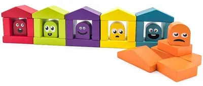Set cubulete din lemn Cubika - Casute colorate