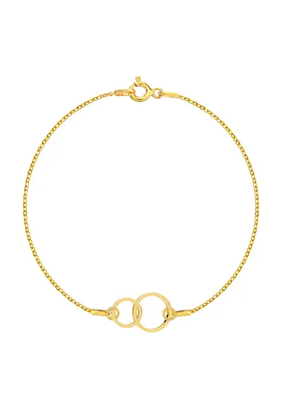 Bratara Aur 585 - 14K cu charm double circle - together forever - 17 CM