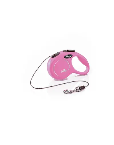 FLEXI New Classic lesa automata cu sir pentru caini, roze, marimea XS, 3 m