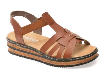 Sandale RIEKER maro, 62918, din piele ecologica