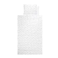 Set lenjerie pat 4 piese, Lorelli, din bumbac ranforce, Abstract Leavs Grey Beige