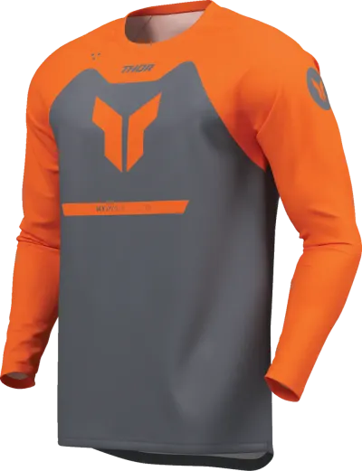 Tricou atv cross copii Thor Ridemode Menace, culoare gri portocaliu, marime 2YXS