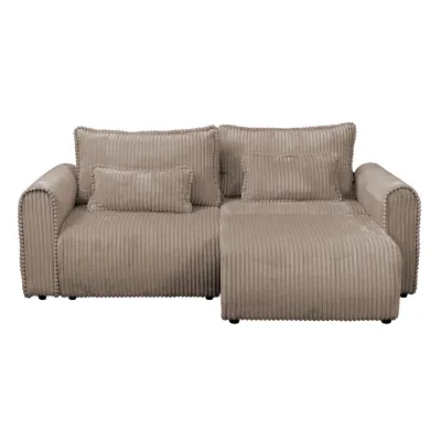 Coltar Canapea extensibil BELLAGIO, cu arcuri si lada depozitare, colt interschimbabil, maro, 250x125 165x95 cm