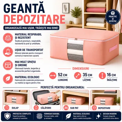 Geanta pentru depozitarea hainelor 52x35x16 cm