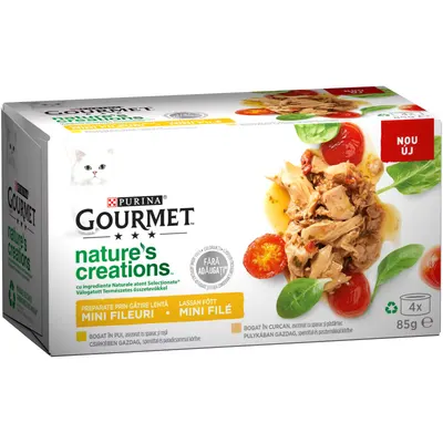 GOURMET Nature's Creations File Multipack, Pui si Curcan, 4x85 g