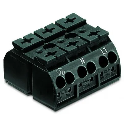 4-conductor chassis-mount terminal strip; suitable for Ex e II applications; 3-pole; PE-N-L1; without ground contact; for 3 mm ø screw and nut; 4 mm²; 4,00 mm²; black