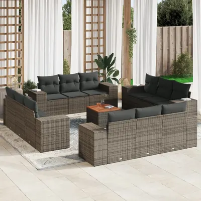 Gossi set mobilier de gradina cu perne, 13 piese, gri, poliratan