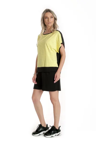 Tinuta de vara CV24067 negru/galben picouri, Cesy | marimea L
