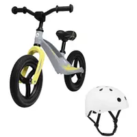 Bicicleta fara pedale, Lionelo, Bart Tour, Usoara, Cu cadru din magneziu, 3.3 Kg, 12 inch, Gri + Casca pentru copii, Reglabila 50-56 cm, Alb