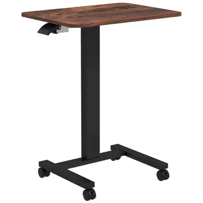 Vinsetto Masa în Picioare Masa în Picioare, Măsuță pentru Laptop, ajustabilă în înălțime, 4 role, 65 cm x 48 cm x 108 cm, Maro Rustic | Aosom Romania