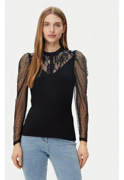 Bluza dama - 305253644 - Viscoza/Poliamida - Negru - Negru