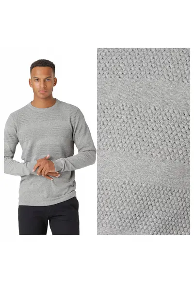 Pulover Barbati - Affleck - Regular Fit - Maneci Lungi - Decolteu Rotund - Design Simplu - Bumbac - Gri - Gri